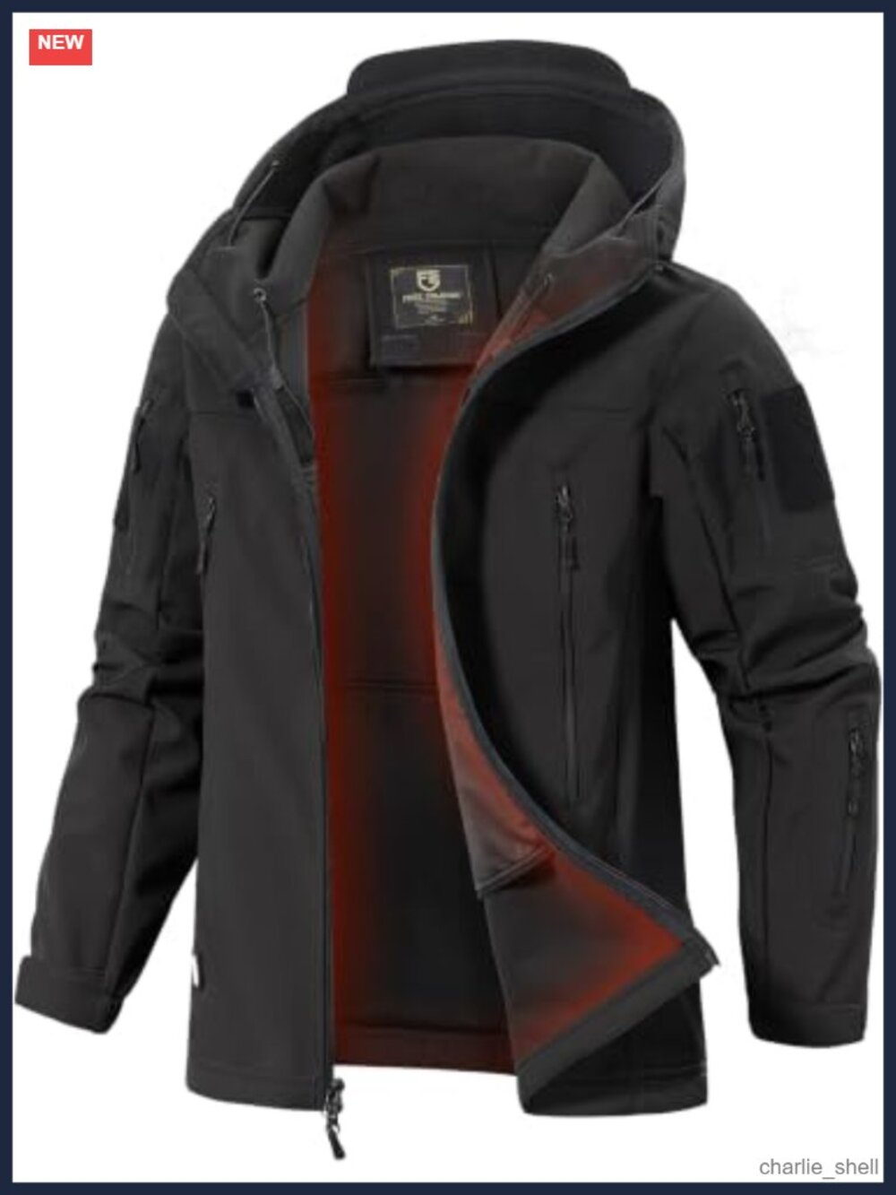 Men's Waterproof Softshell Jacket with Fleece Lining, Windproof, 9 Pockets